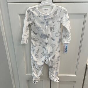 Carter's White and Gray Animal Print Footie